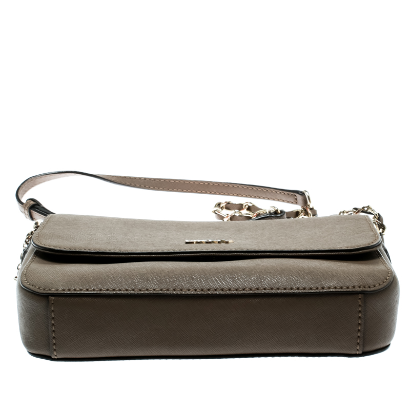 DKNY Taupe Saffiano Leather Bryant Park Crossbody Bag Dkny