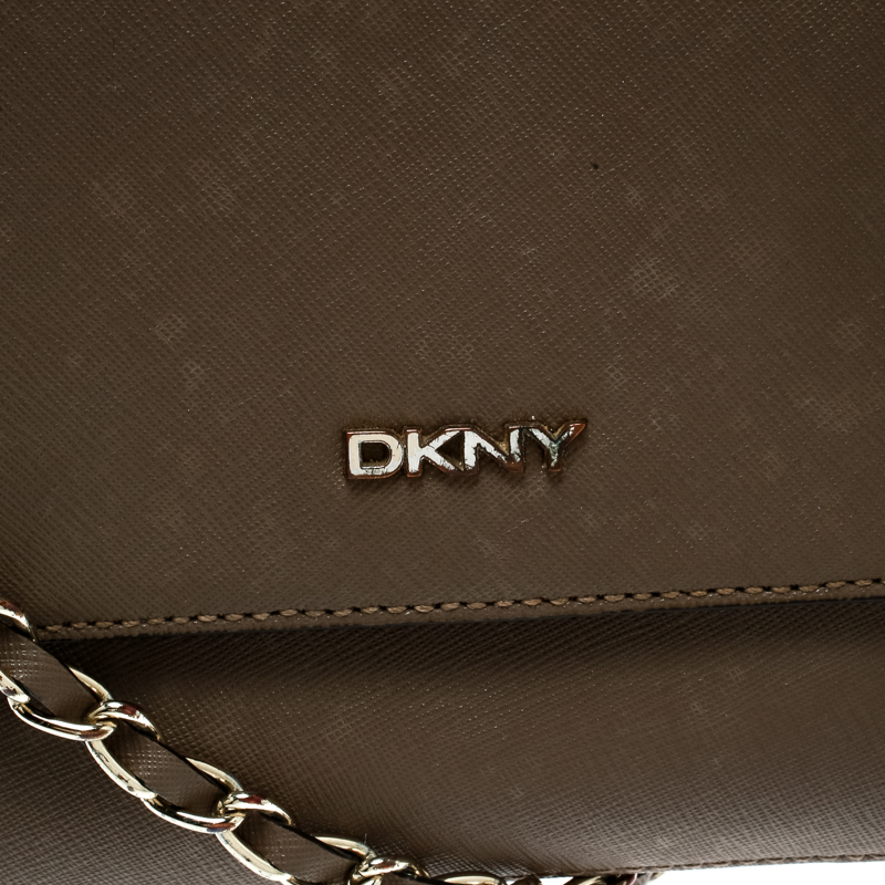 DKNY Taupe Saffiano Leather Bryant Park Crossbody Bag Dkny