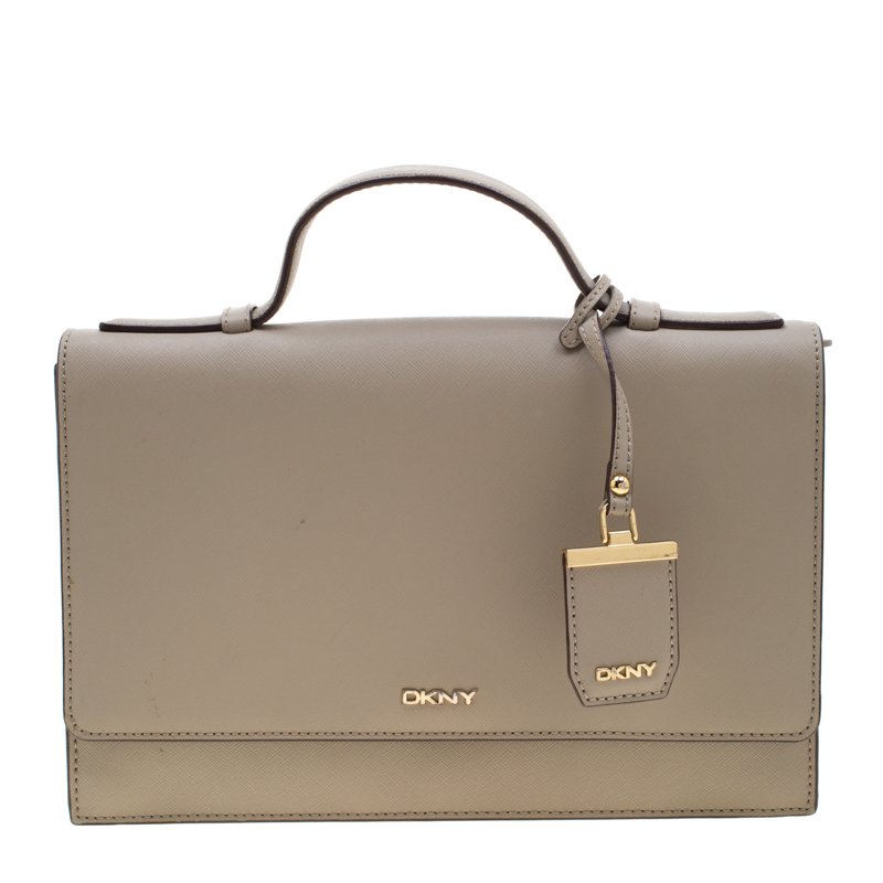 Pre Owned DKNY Grey Leather Top Handle Bag