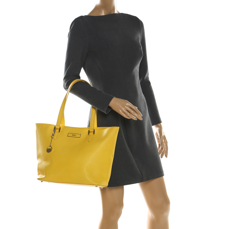 

DKNY Yellow Leather Shopper Tote