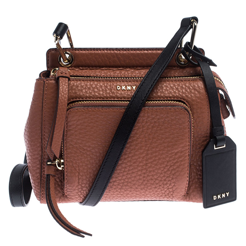 Pre Owned DKNY Cognac Leather Crossbody Bag