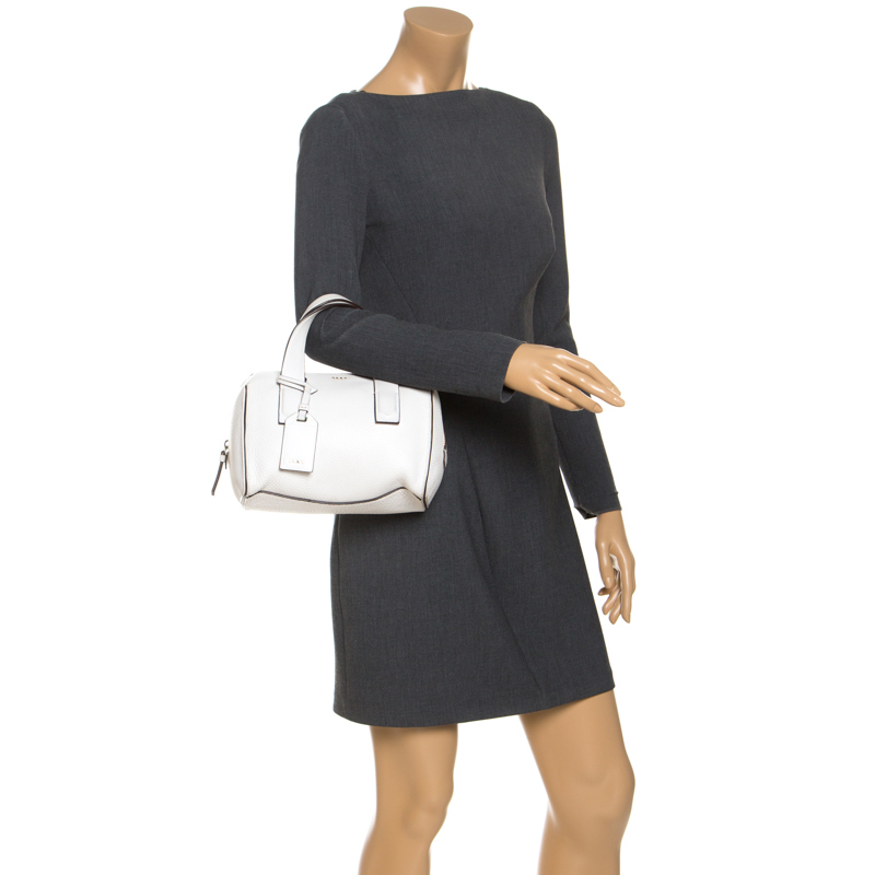 

DKNY White Leather Tribeca Duffel Bag