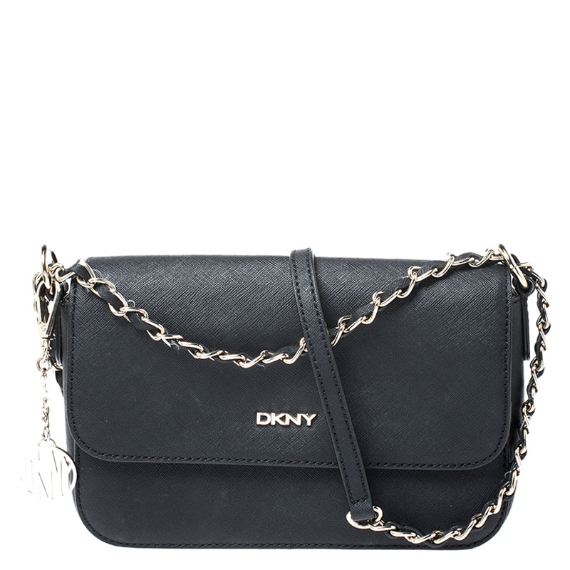 dkny black leather crossbody bag