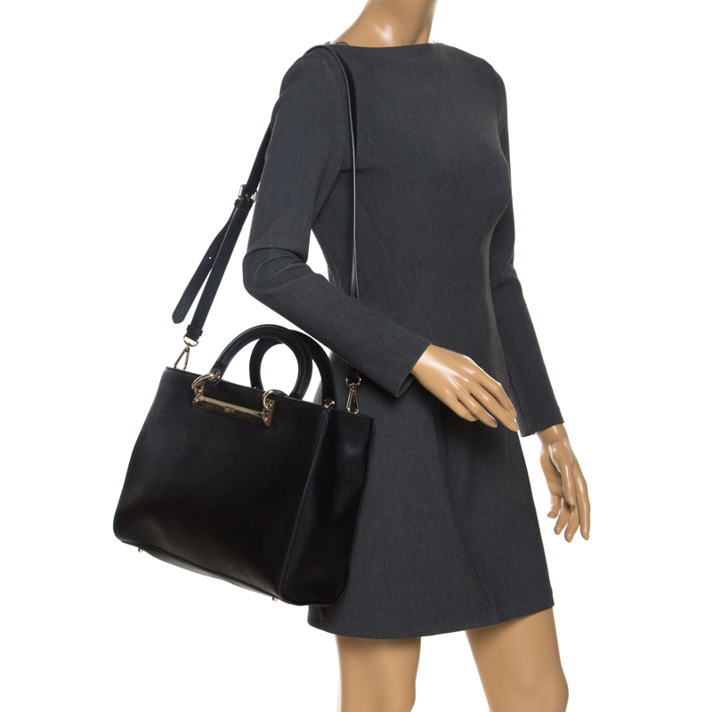 

Dkny Black Leather Metal Tote