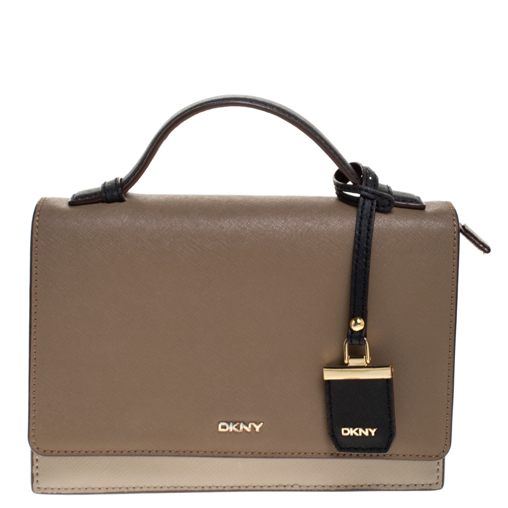Pre Owned DKNY Tricolor Leather Flap Top Handle Bag