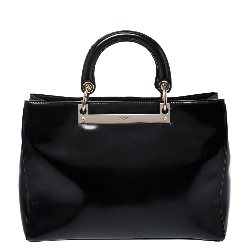 DKNY Black Leather Large Tote