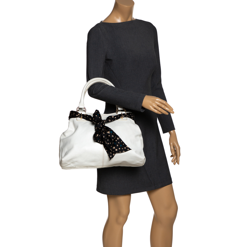 

Dkny White Leather Double Handle Tote