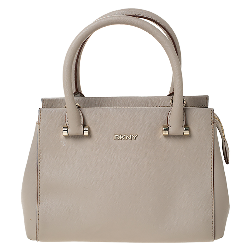 DKNY Beige Leather Small Dona Karan Zip Tote Dkny TLC