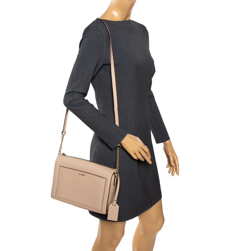 

DKNY Beige Leather Front Pocket Shoulder Bag