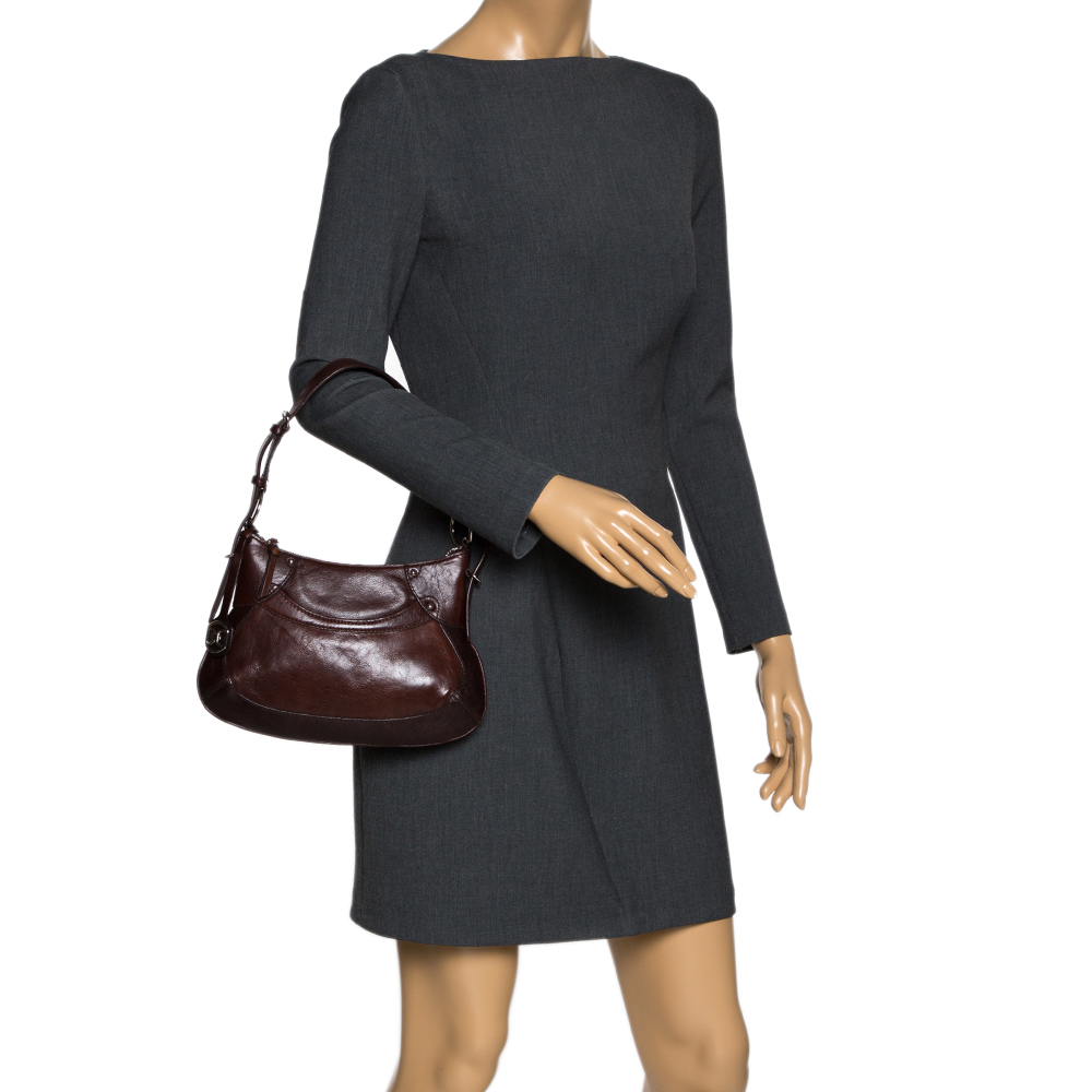 

Dkny Dark Brown Leather Zip Hobo