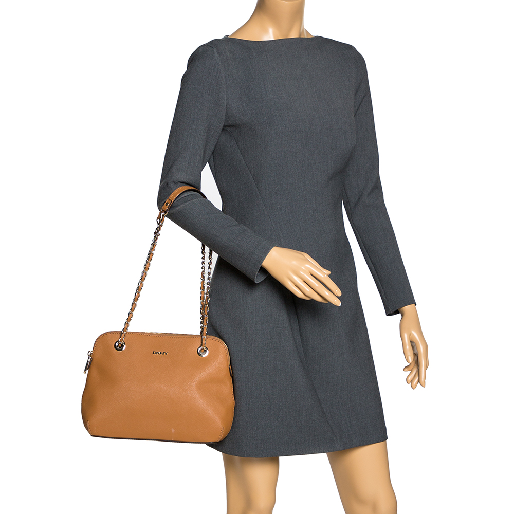 

DKNY Brown Leather Camille Dome Shoulder Bag