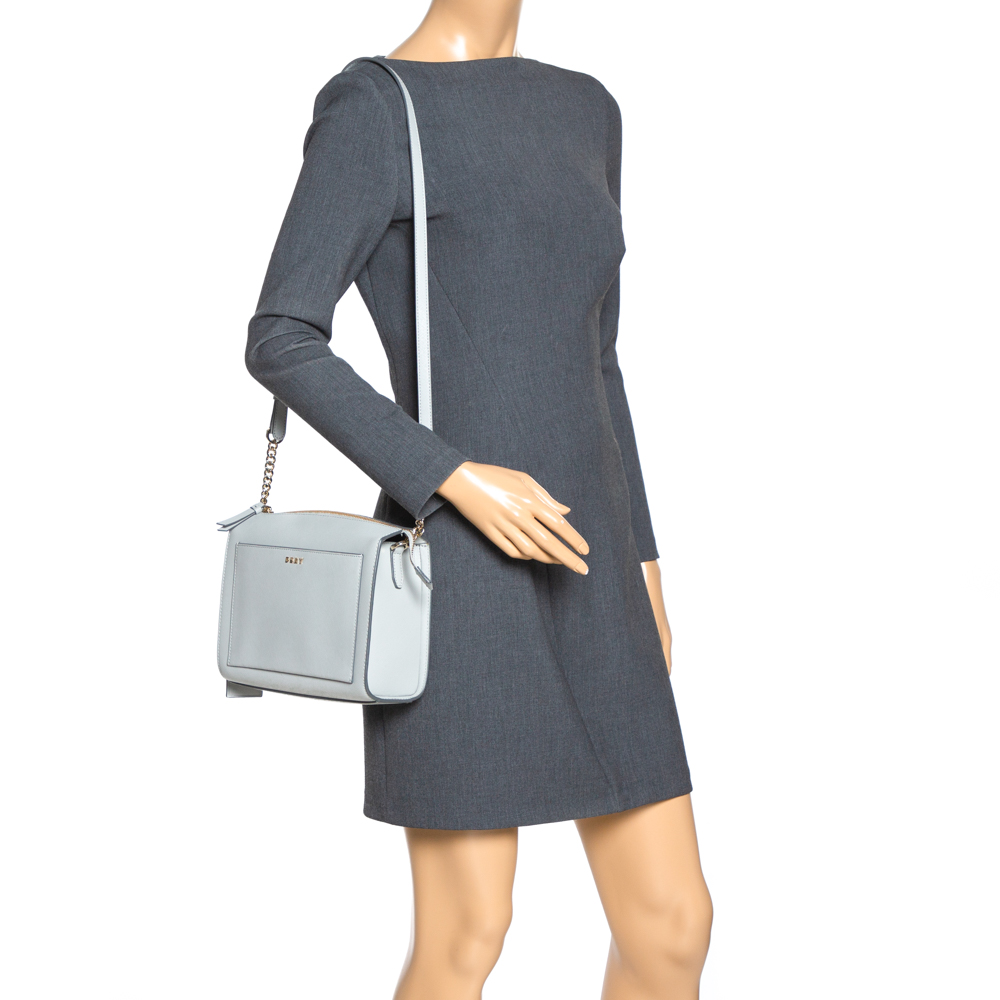 

Dkny Grey Leather Ava Zip Crossbody Bag