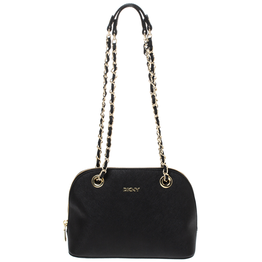 مملوكة مسبقًا Dkny Black Leather Camille Shoulder Bag