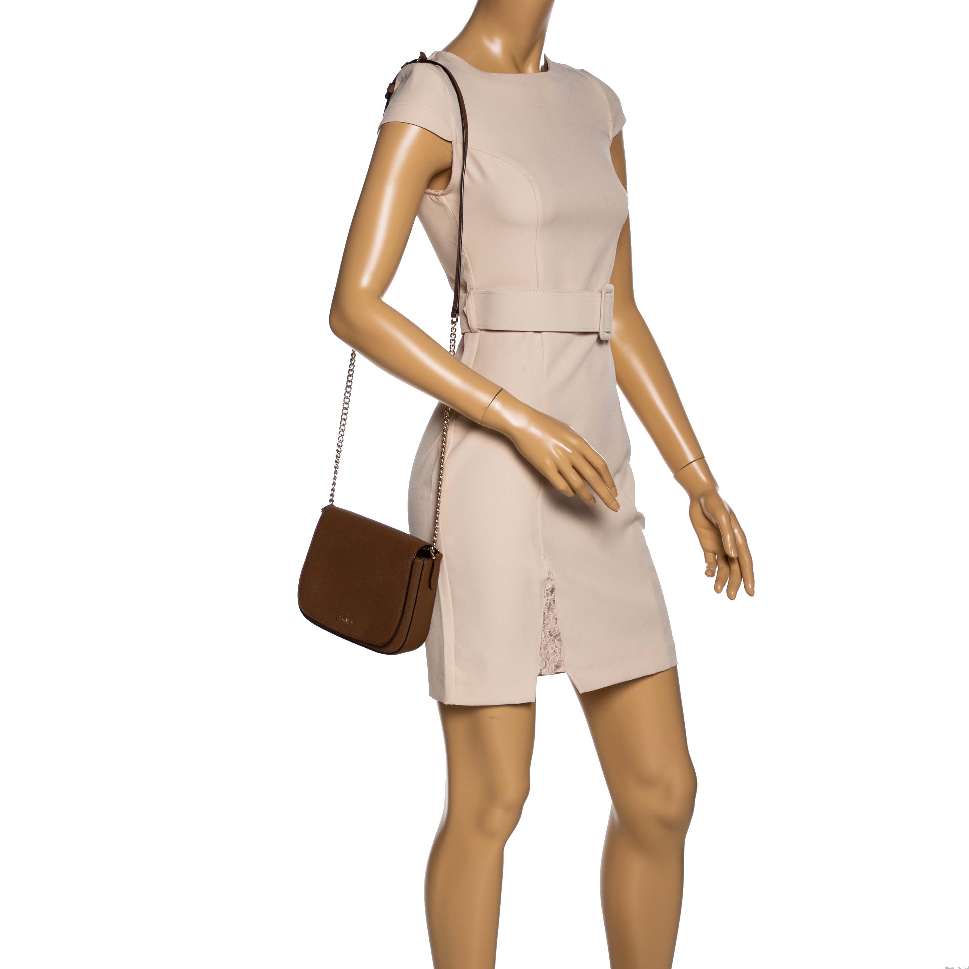 

Dkny Tan Leather Flap Chain Shoulder Bag