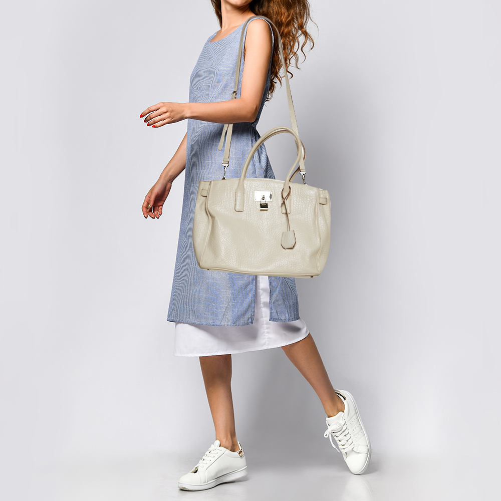 

DKNY Off White Leather Shopper Tote