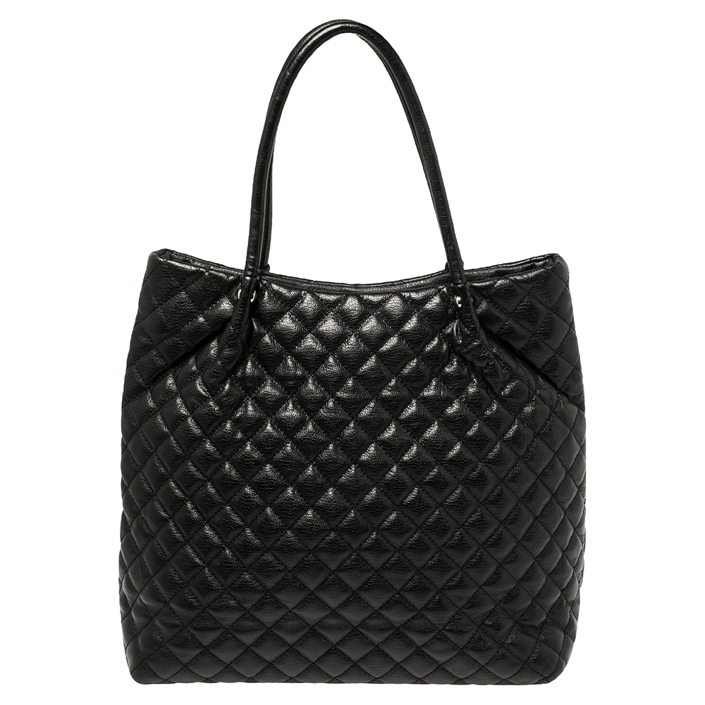 Pre-owned Dkny Black Quilted Leather Tote
