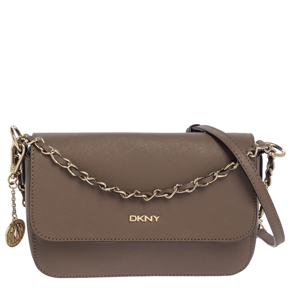 Pre-owned Dkny Brown Saffiano Leather Bryant Park Crossbody Bag
