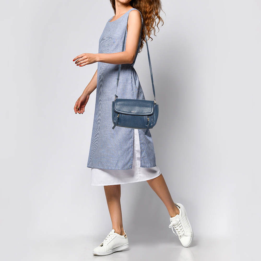 

Dkny Blue Leather Flap Crossbody Bag