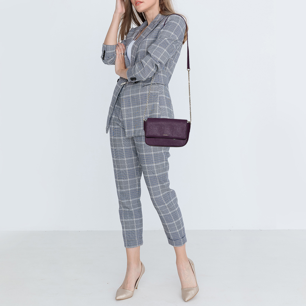 

Dkny Purple Leather Flap Chain Shoulder Bag
