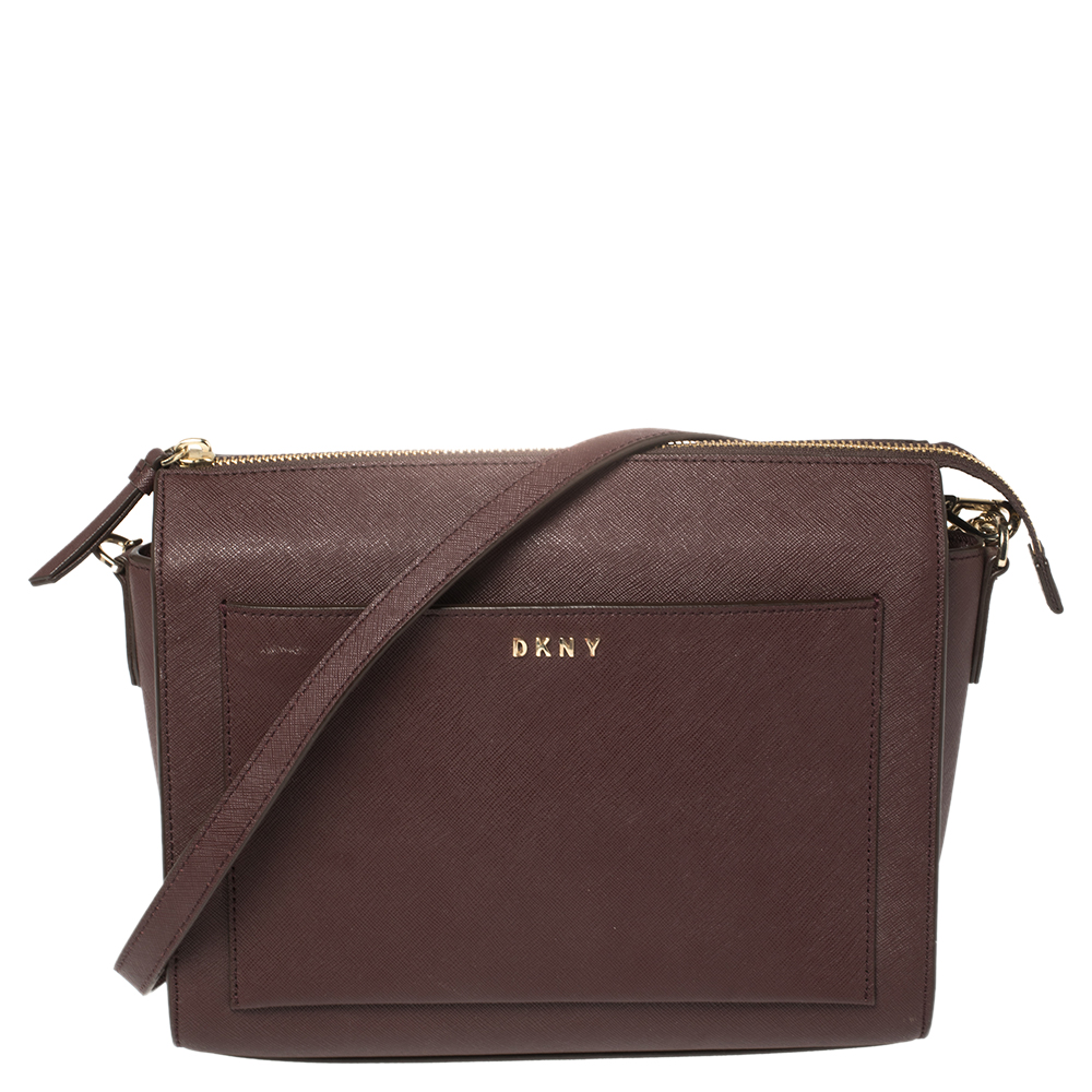 Click to view more detailed imagery on our partner's website Pre-owned Dkny Burgundy Leather Ava Zip Crossbody Bag