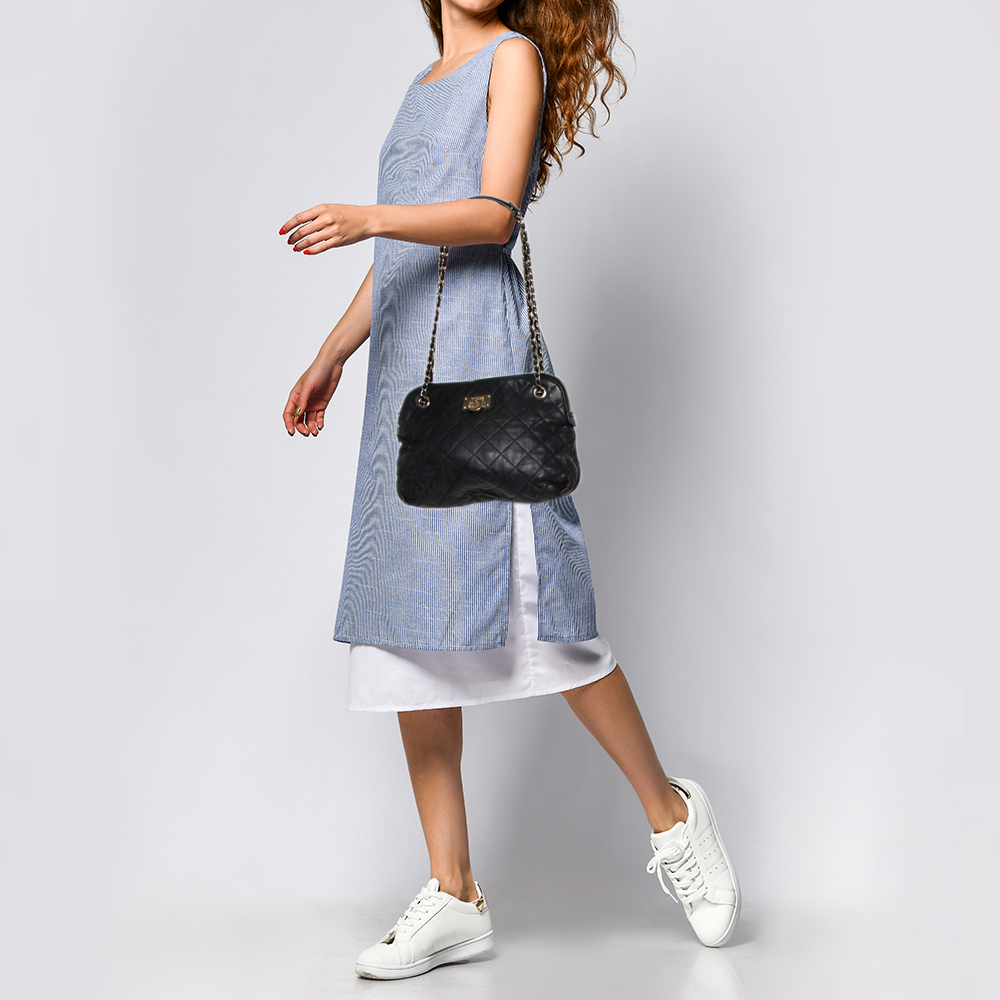 

Dkny Black Quilted Leather Dome Shoulder Bag