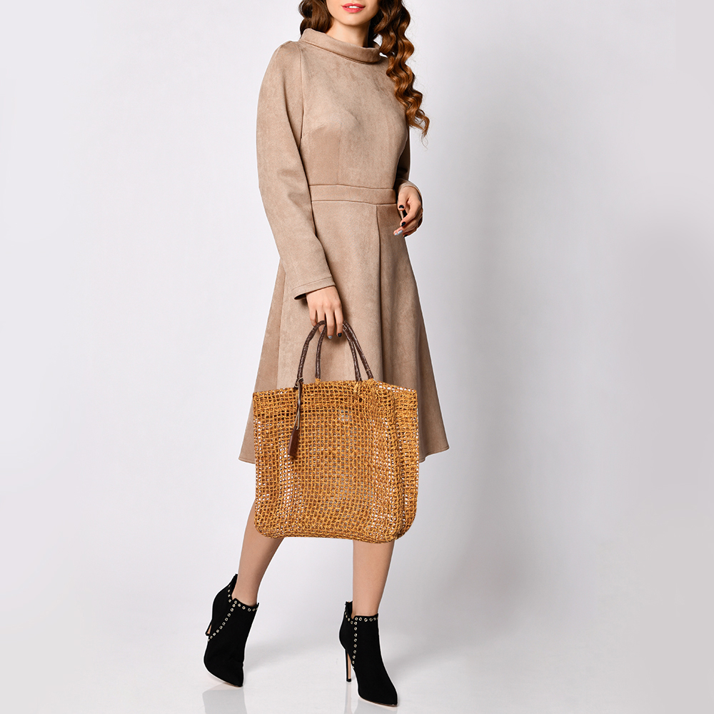 

DKNY Brown Handwoven Abaca Tote