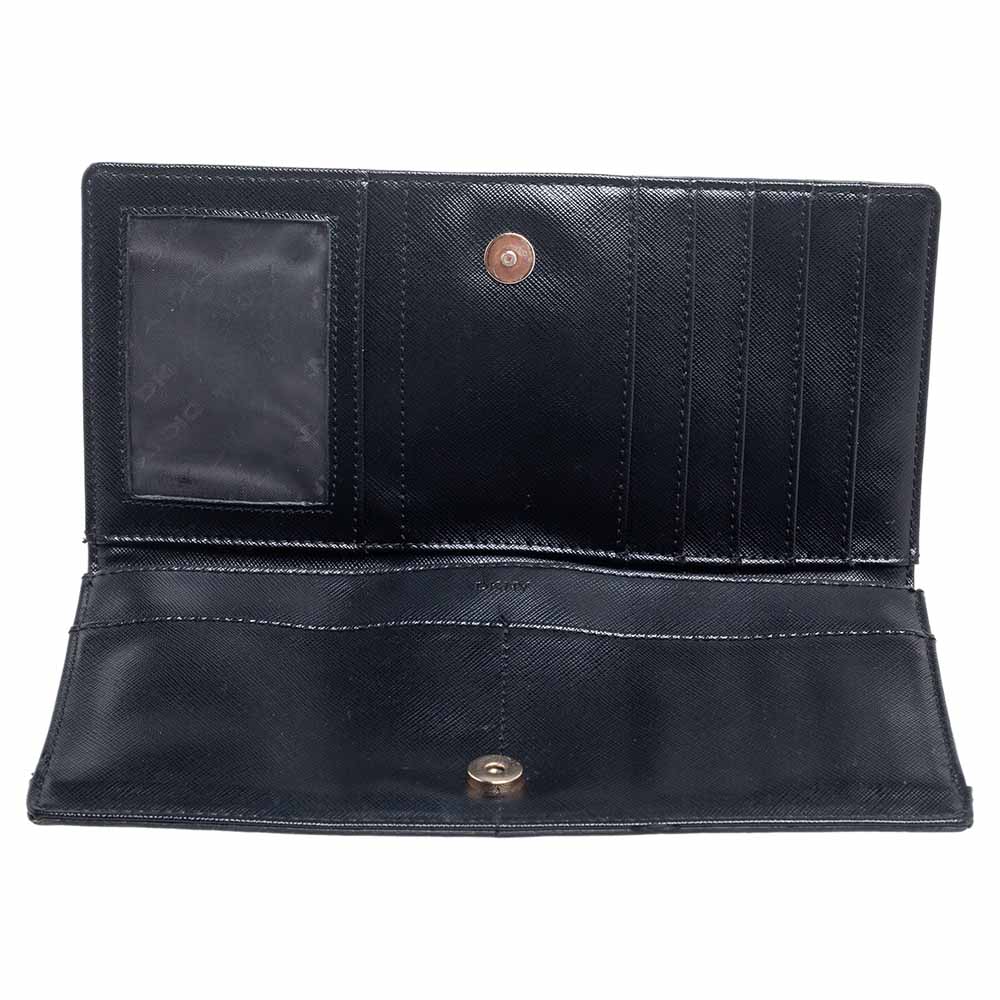 

Dkny Black Signature Canvas and Leather Long Wallet