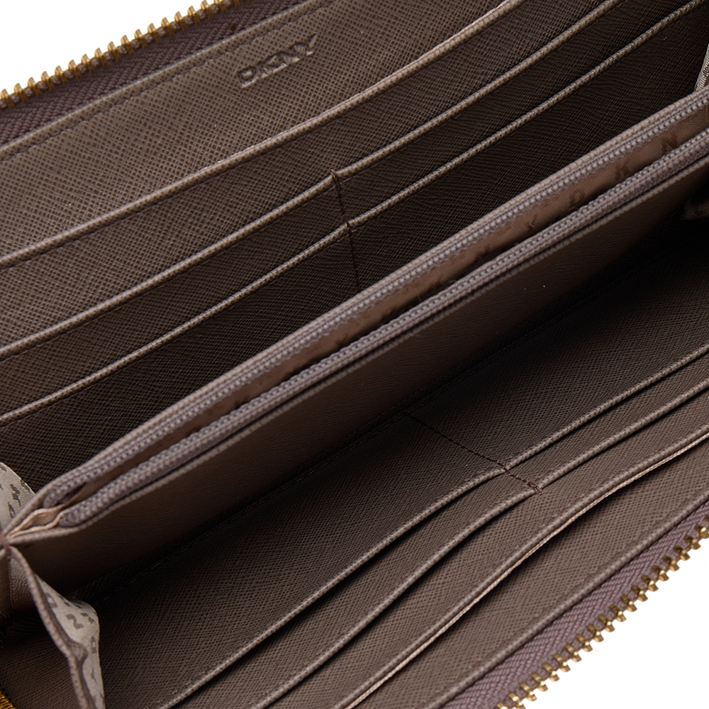 

DKNY Dark Beige Saffiano Leather Bryant Park Zip Around Wallet