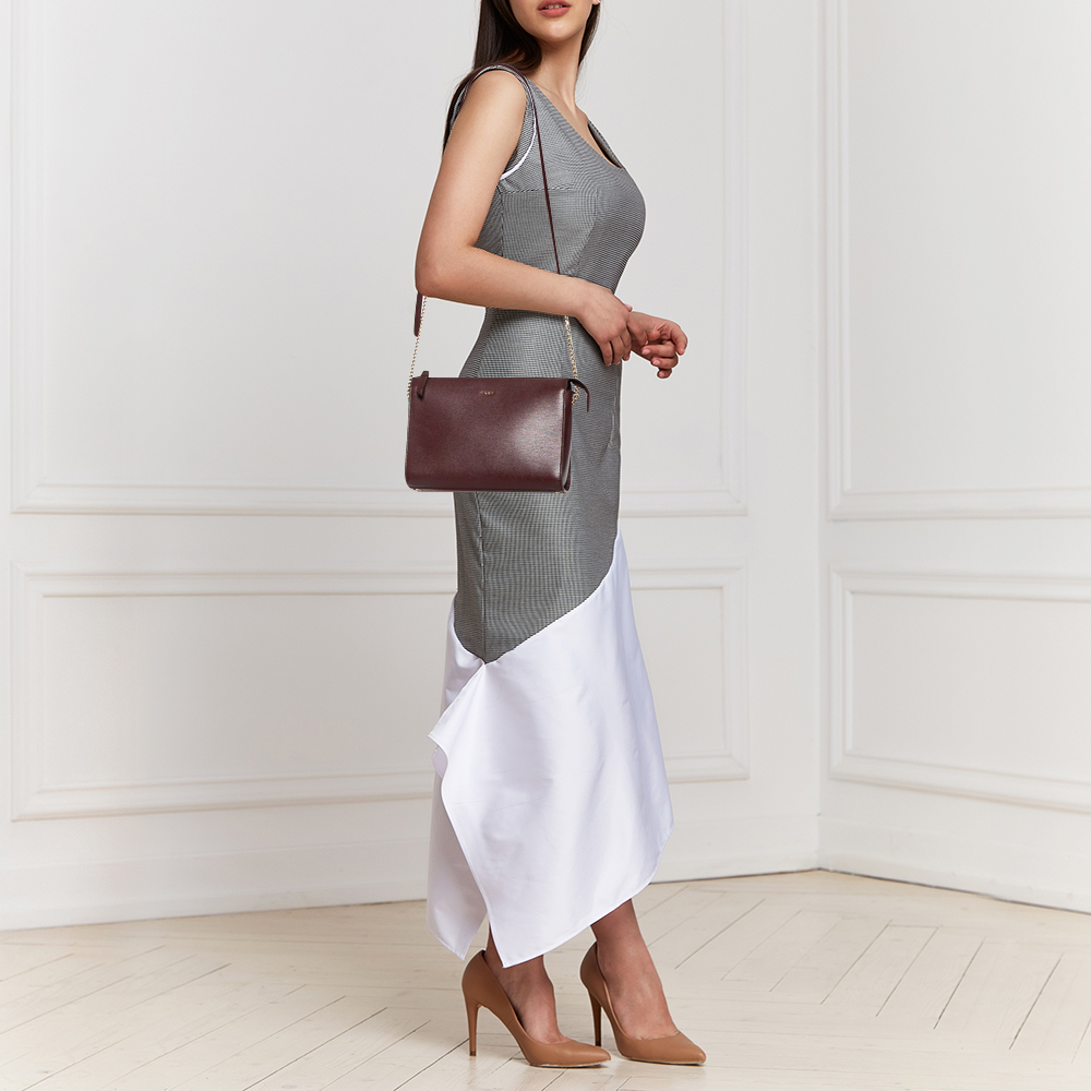 

DKNY Burgundy Leather Top Zip Shoulder Bag
