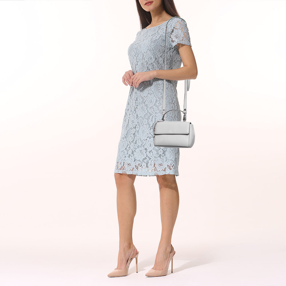 

DKNY Grey Saffiano Leather Top Handle Bag