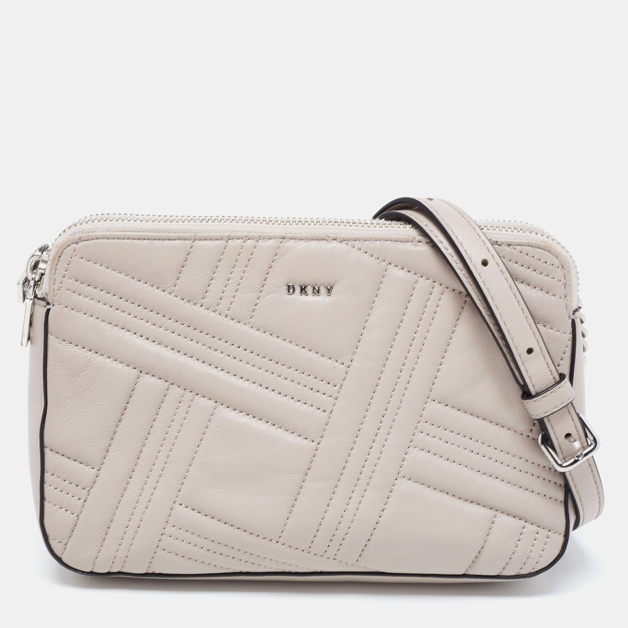 Pre-owned Dkny Grey Leather Allen Crossbody Bag