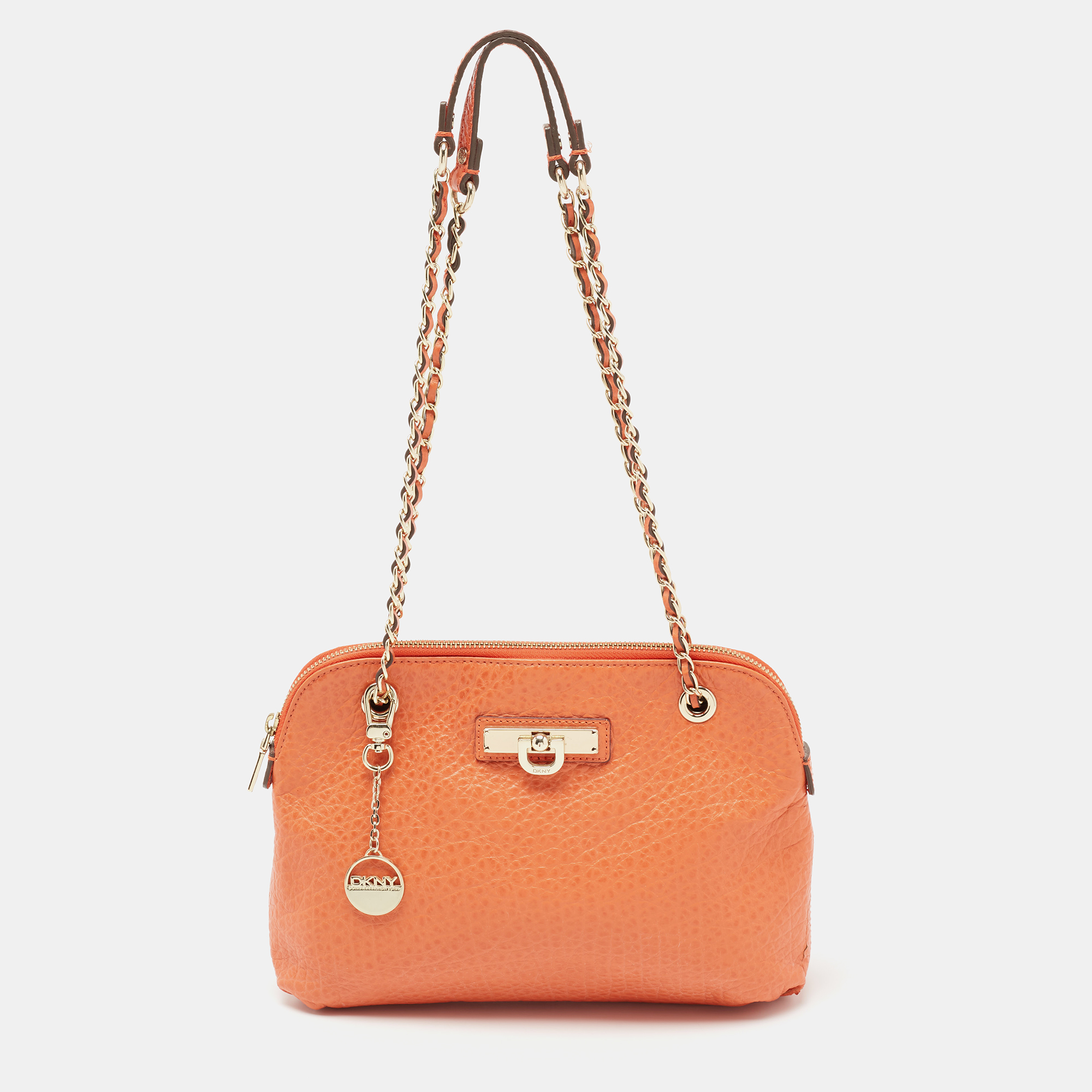 Pre-owned Dkny Orange Leather Bryant Park Shoulder Bag | ModeSens
