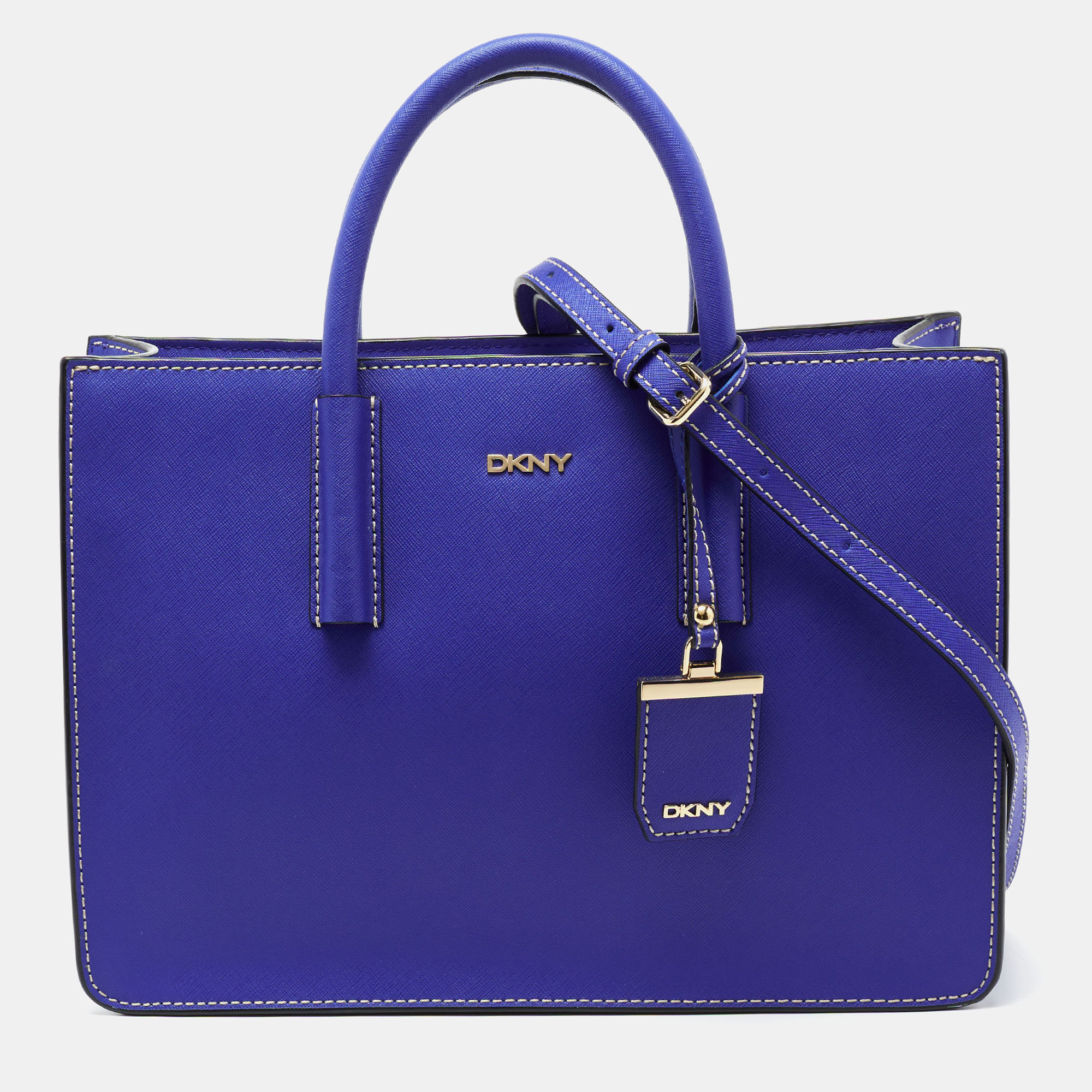 Pre-owned Dkny Blue Leather Top Handle Bag