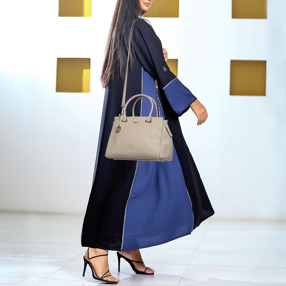 

DKNY Beige Leather Top zip Tote