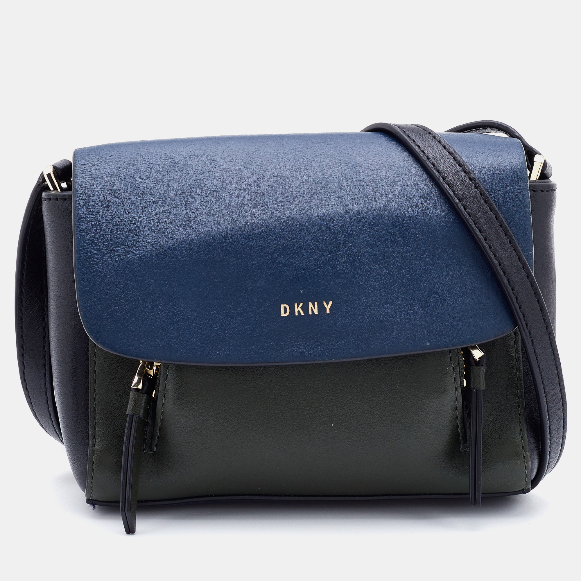 Pre-owned Dkny Tricolor Leather Greenwich Crossbody Bag In Multicolor