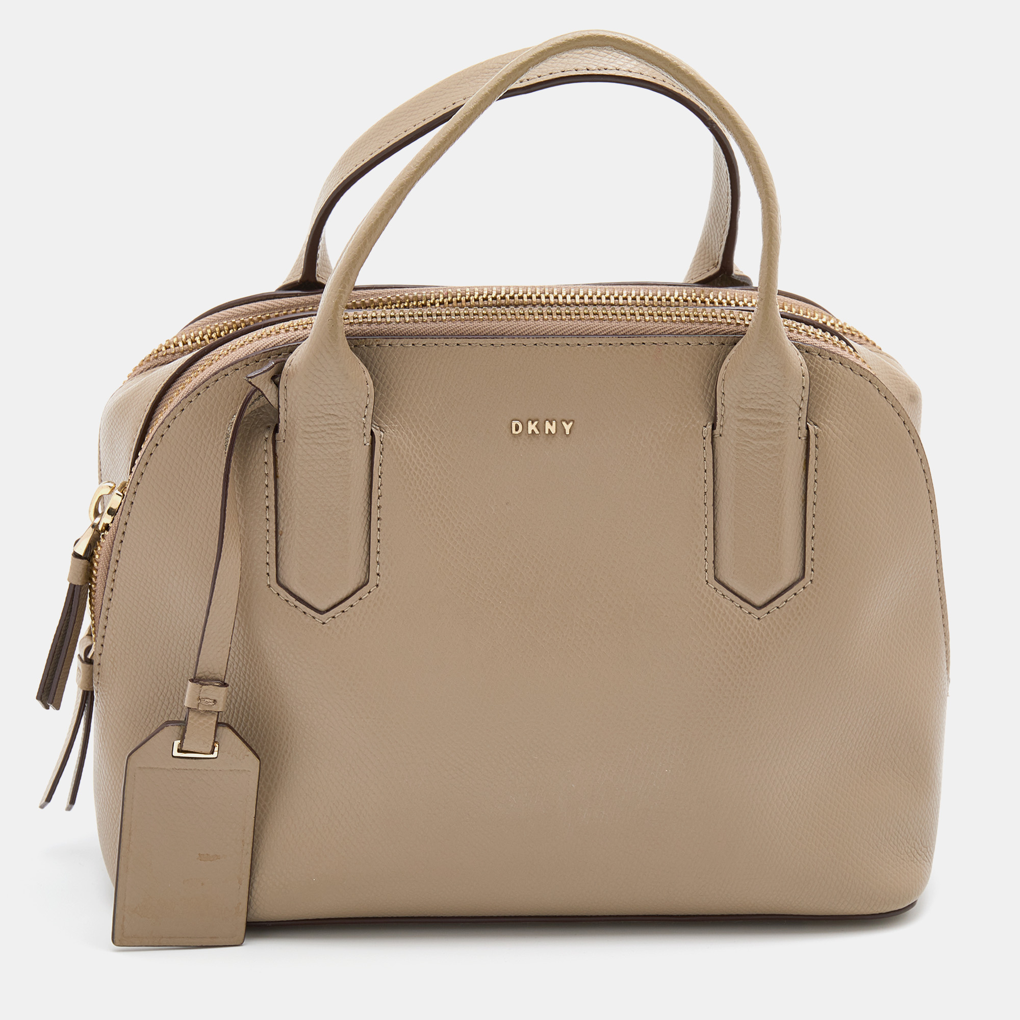 Pre-owned Dkny Beige Leather Dome Satchel