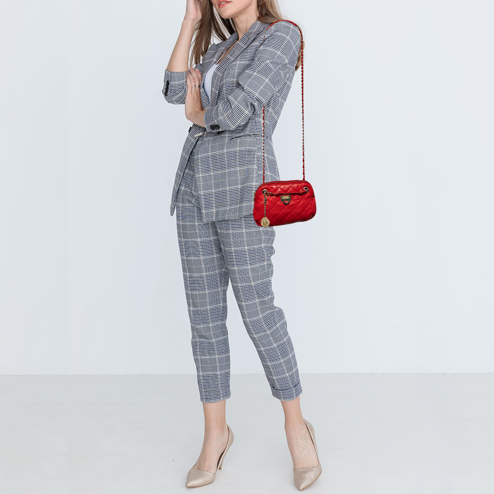 

DKNY Red Quilted Leather Shoulder Bag