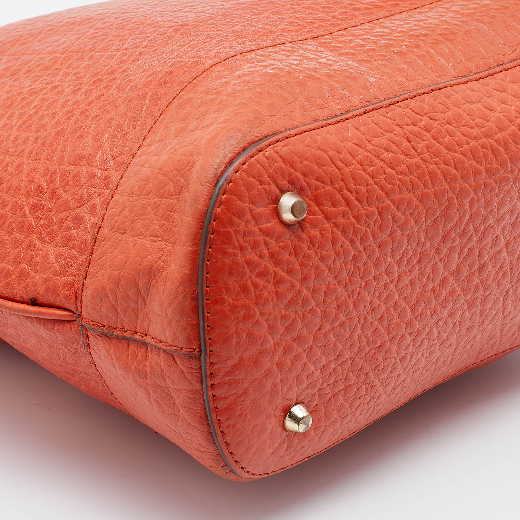 DKNY Orange Leather Top Zip Tote 