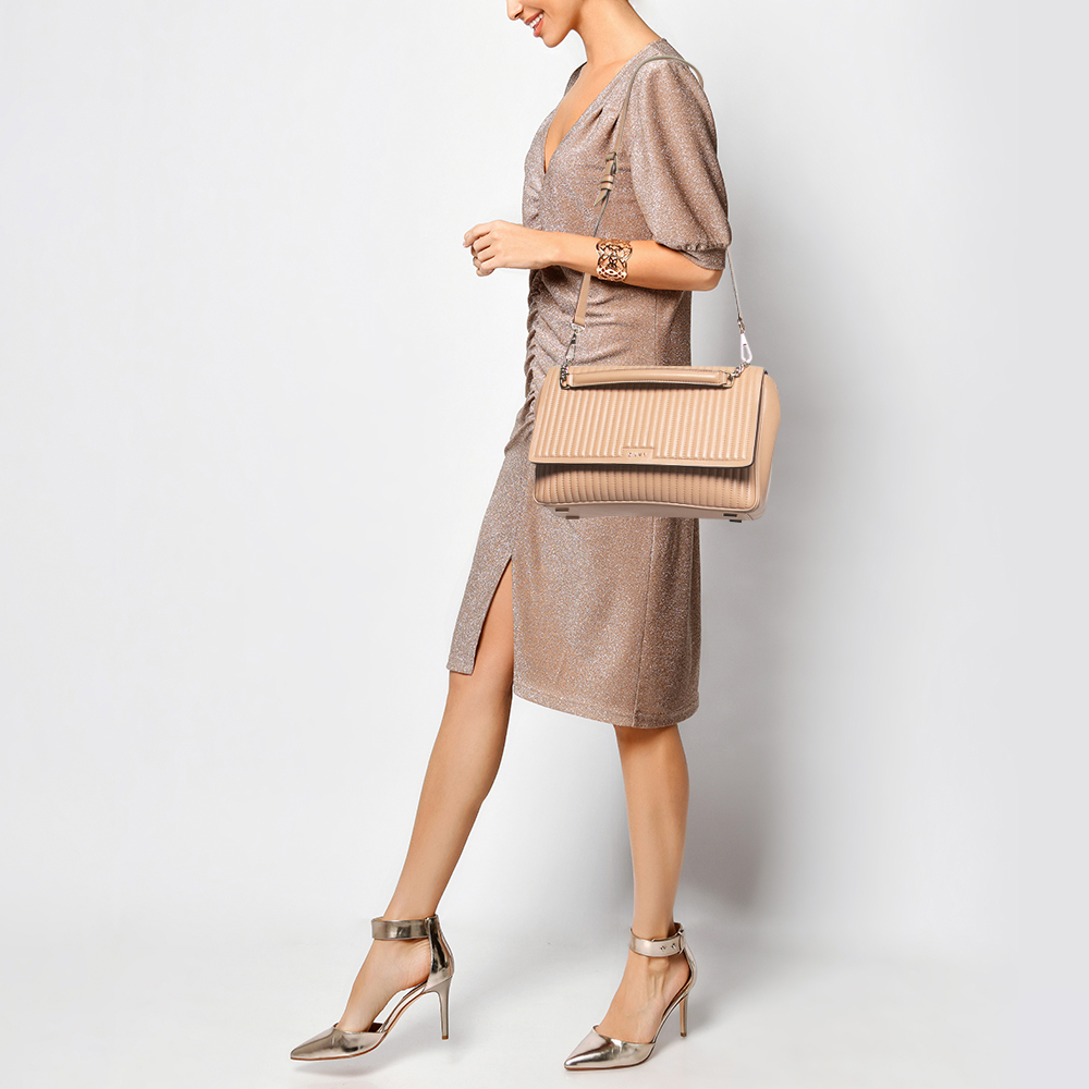 

DKNY Beige Pinstripe Quilted Leather Gansevoort Shoulder Bag