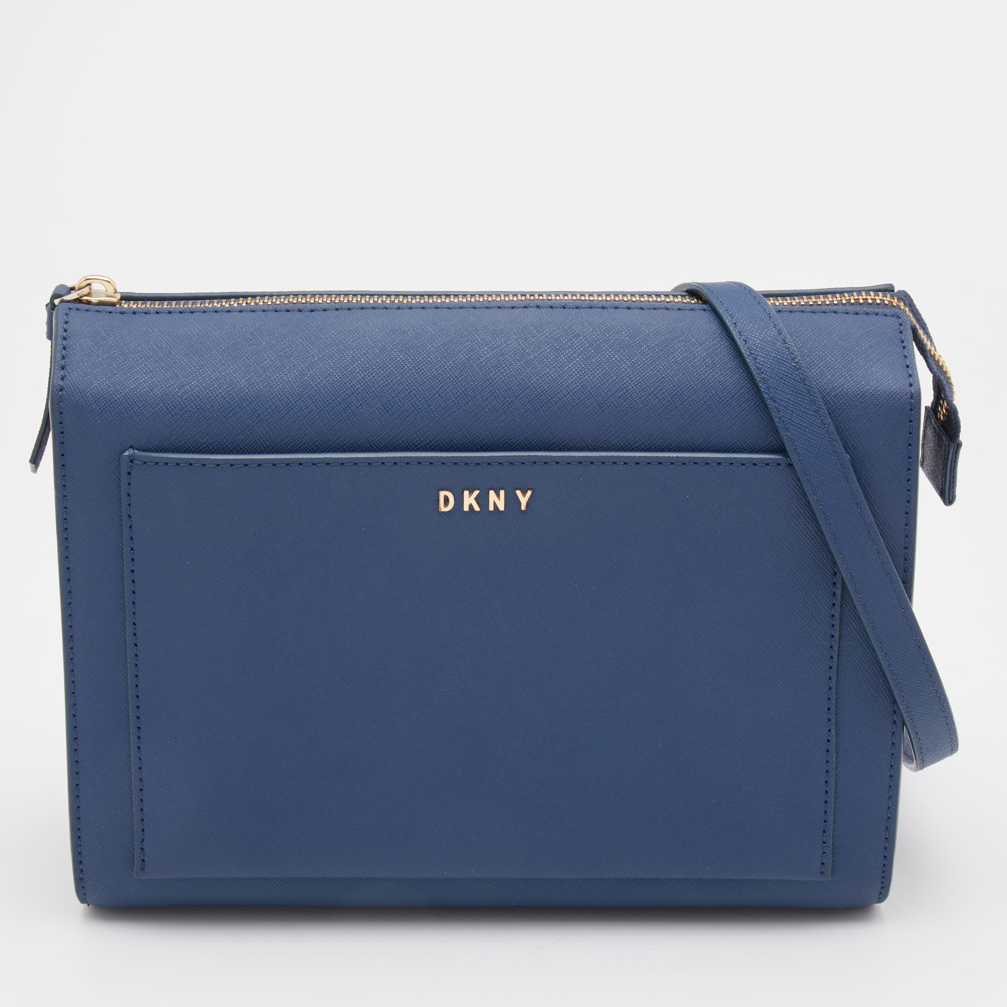 Pre-owned Dkny Blue Saffiano Leather Shoulder Bag