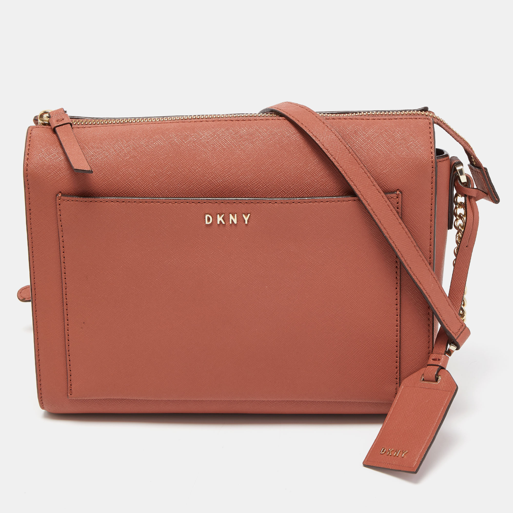 

DKNY Brick Brown Saffiano Leather Ava Crossbody Bag