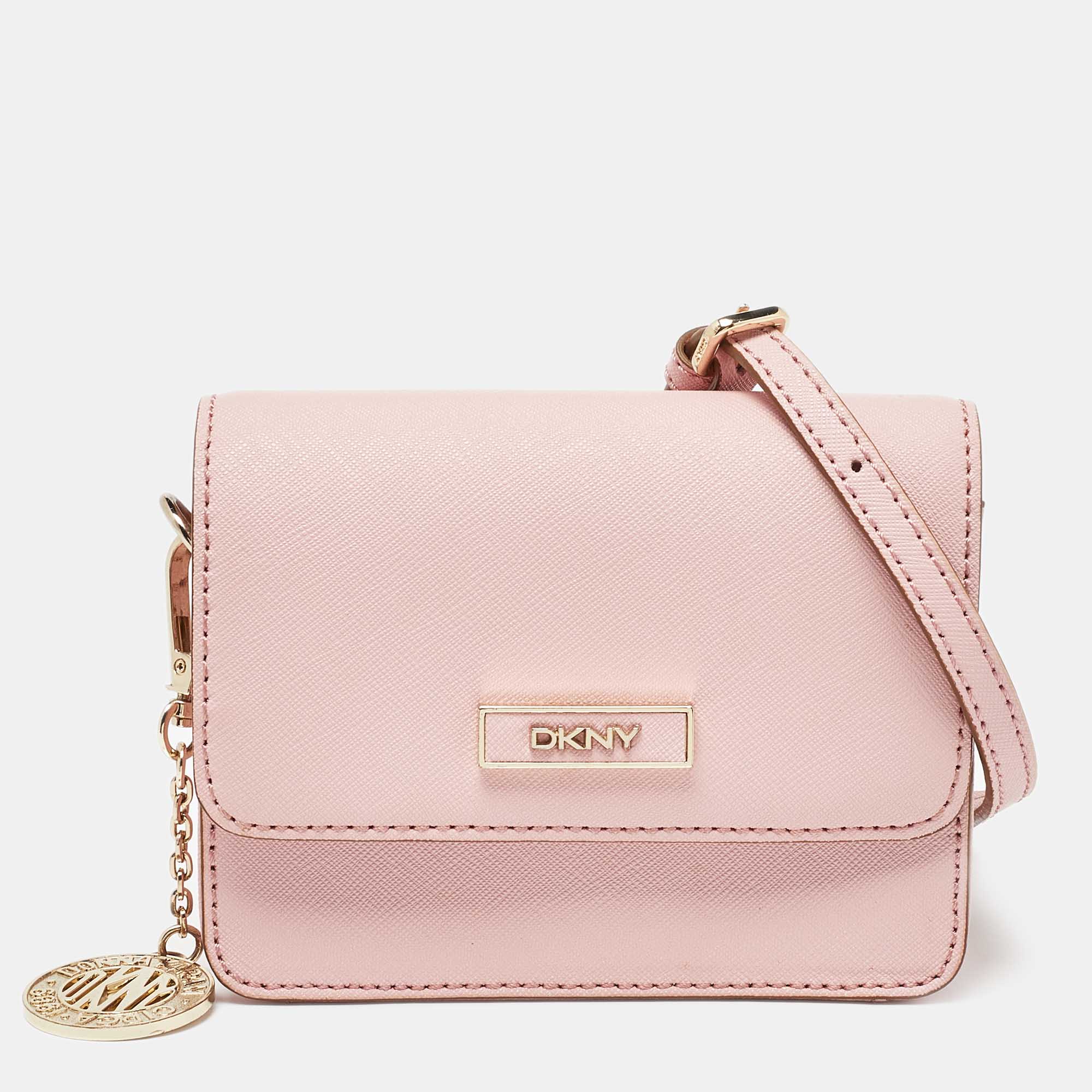 Pre-owned Dkny Pink Leather Bryant Park Flap Crossbody Bag