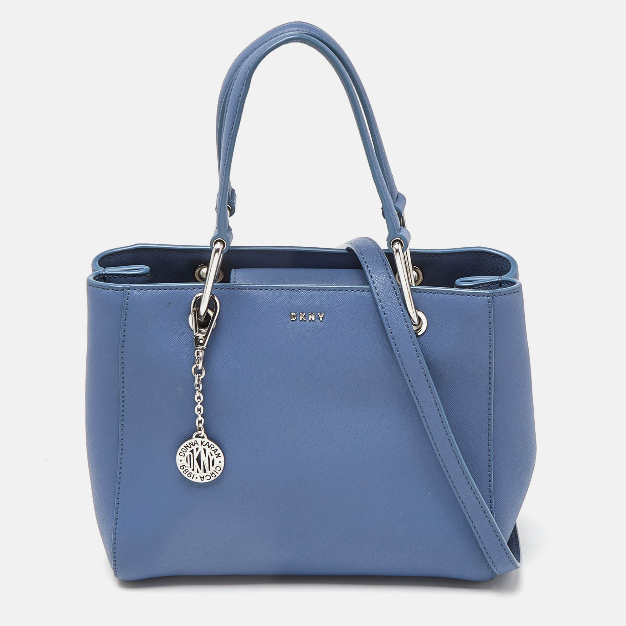 Pre-owned Dkny Blue Leather Julius Md Zip Tote