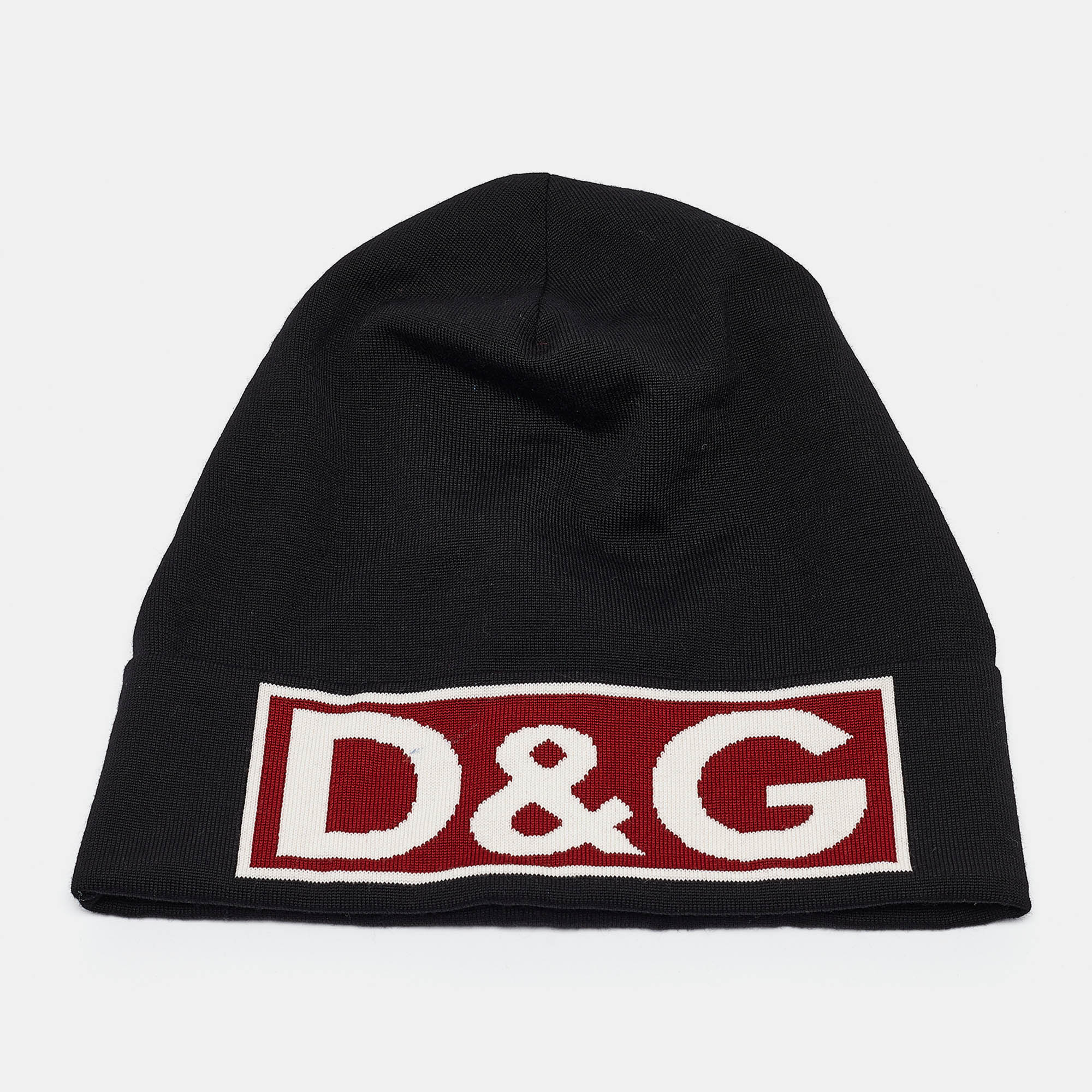 

Dolce & Gabbana Black Logo Intarsia Wool Beanie