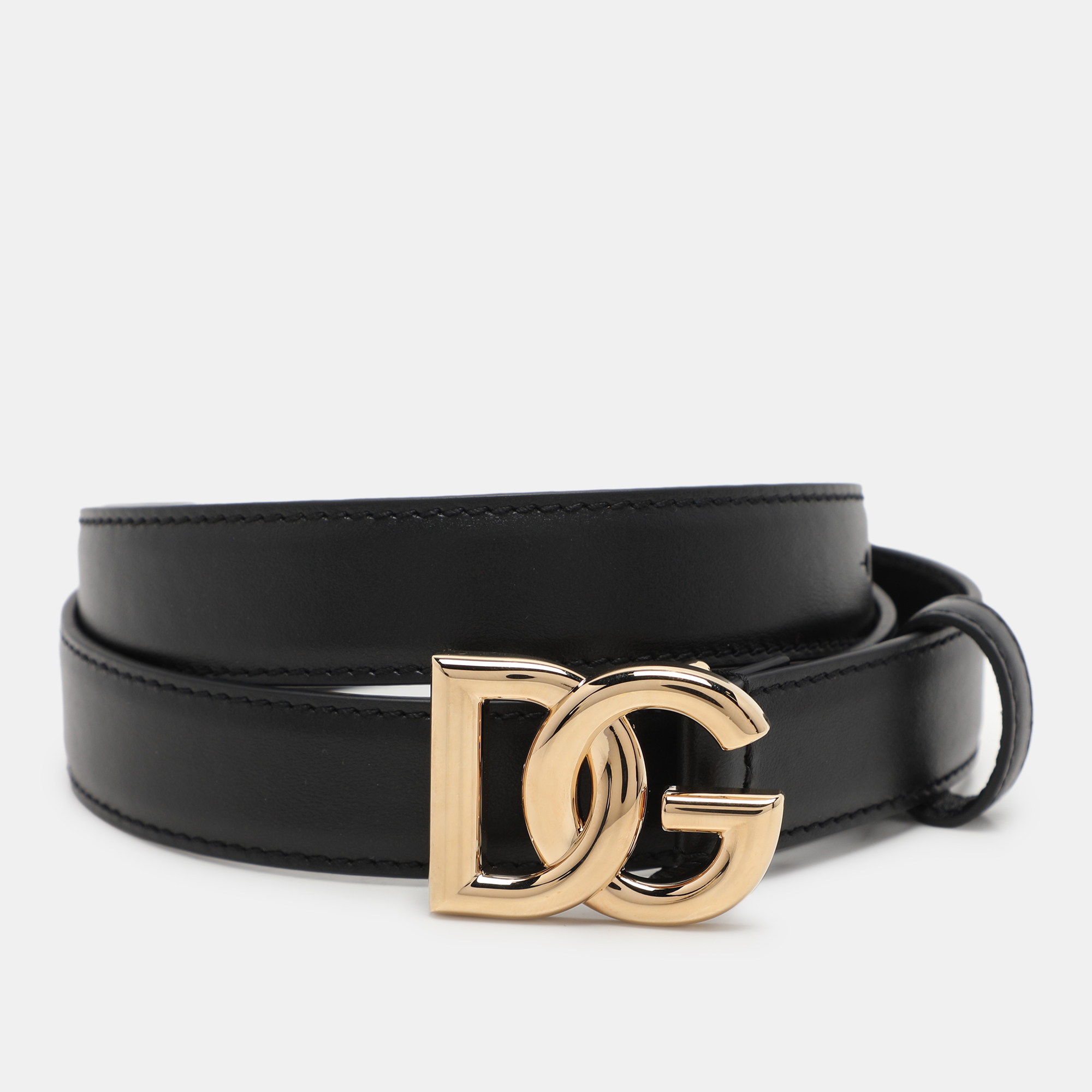 

Dolce & Gabbana Black Leather DG Logo Buckle Belt 90 CM