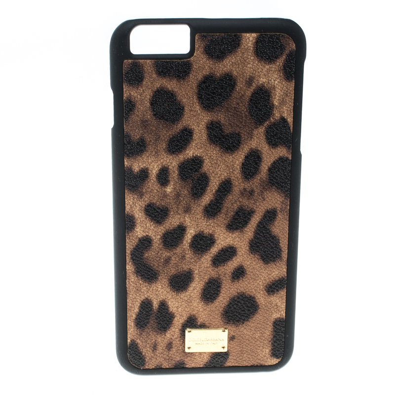 مملوكة مسبقًا Dolce & Gabbana Brown Leopard Print Leather iPhone 6+ Case