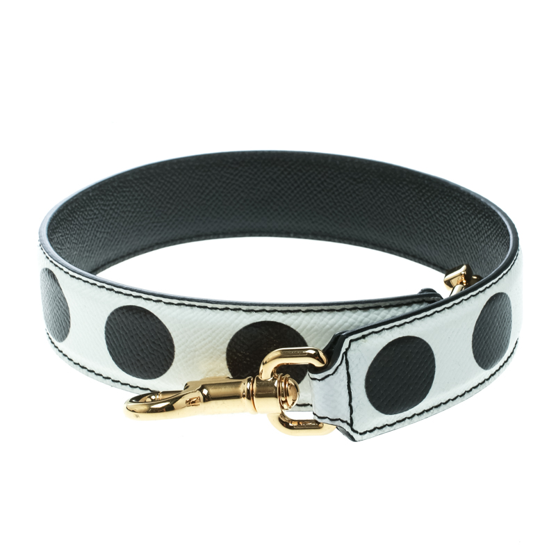 

Dolce and Gabbana Black/White Leather Polka Dot Bag Strap