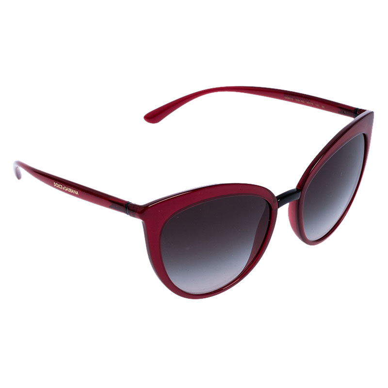 Pre Owned نظارة شمسية دولتشي اند غابانا DG 6113 عين قطة متدرجة سوداء / عنابية