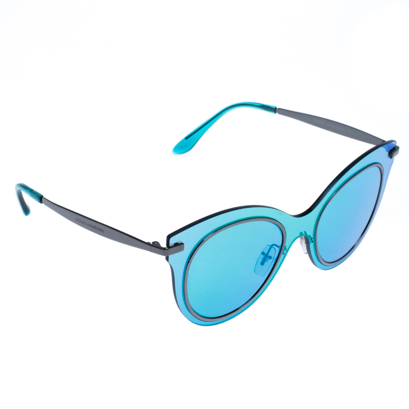 Dolce and Gabbana Blue/Green DG2172 Mirror Cat Eye Sunglasses Dolce ...