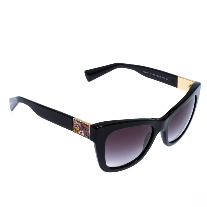 Dolce and Gabbana Black Special Edition Mosaico Cat Eye Sunglasses ...